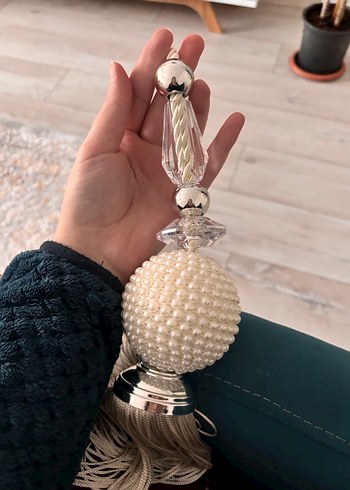 Modern Klasik Beyaz Nakışlı Perde Bağı Braçol - Görsel 3