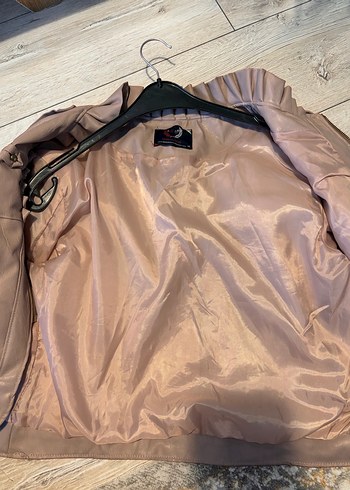 Gül kurusu Düğmeli Deri Kadın Ceket - Görsel 4