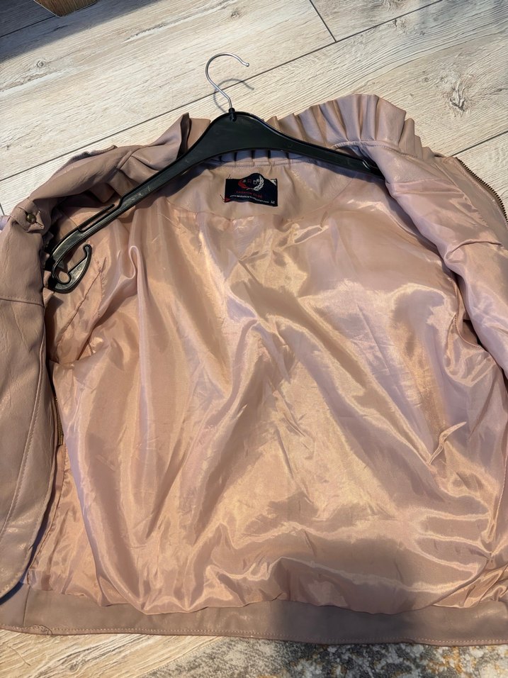 Gül kurusu Düğmeli Deri Kadın Ceket - Görsel 4