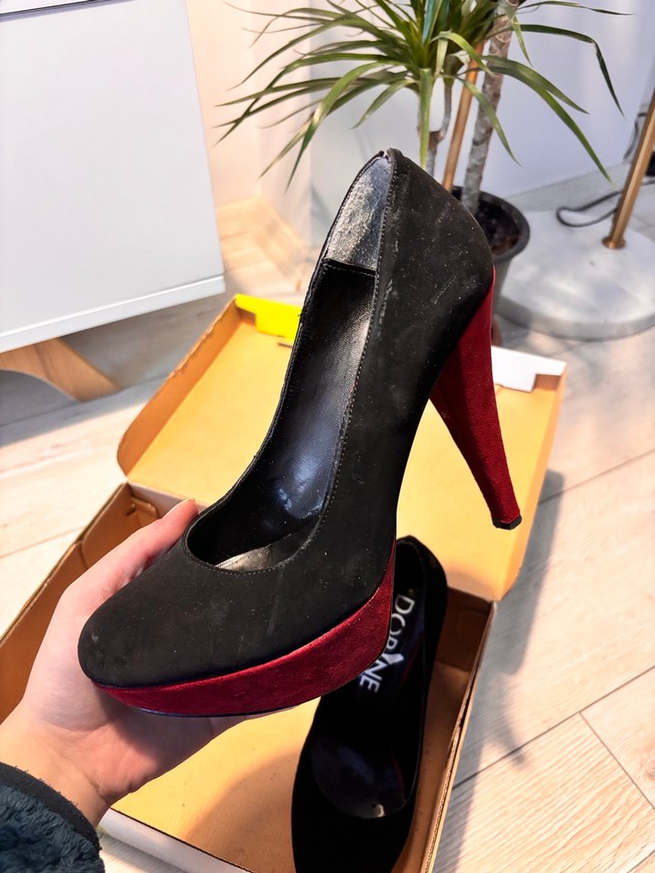 Süet Siyah Yüksek Topuklu Platformlu Ayakkabı - Görsel 3