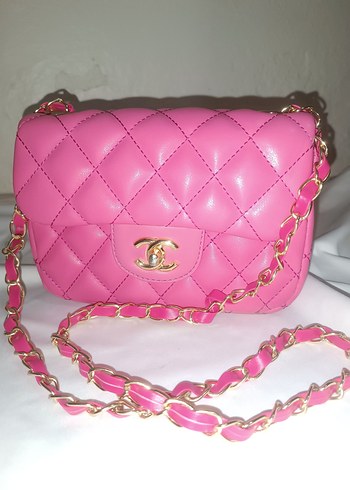 Chanel Pembe Zincir Detaylı Kadın Deri Çanta