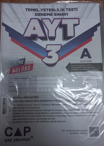 Çap AYT 3 Deneme Sınavı