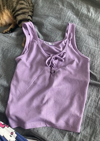 Mor Triko Halter Yaka Kadın Atlet