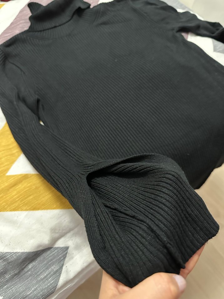 Siyah Balıkçı Yaka Kadın Triko Kazak - Görsel 2