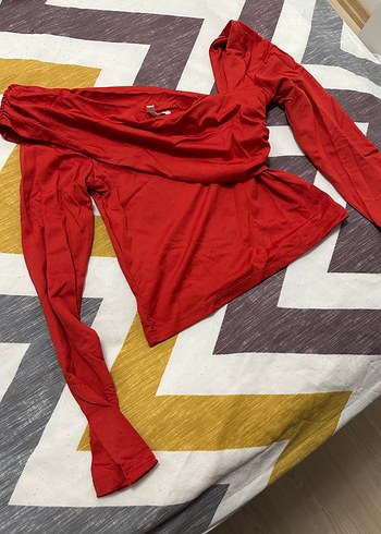 Kırmızı Drapeli Uzun Kollu Bluz - Görsel 2