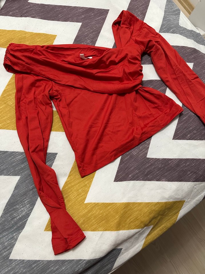 Kırmızı Drapeli Uzun Kollu Bluz - Görsel 2