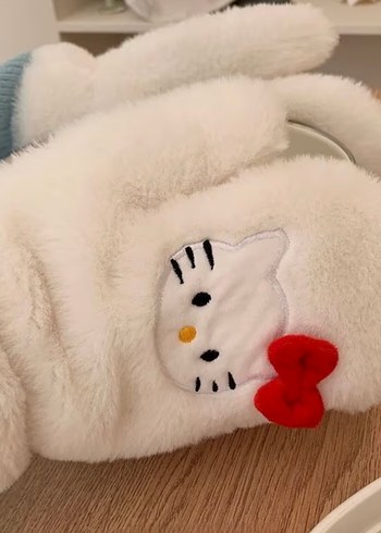 Beyaz Peluş hello kitty eldiven - Görsel 4