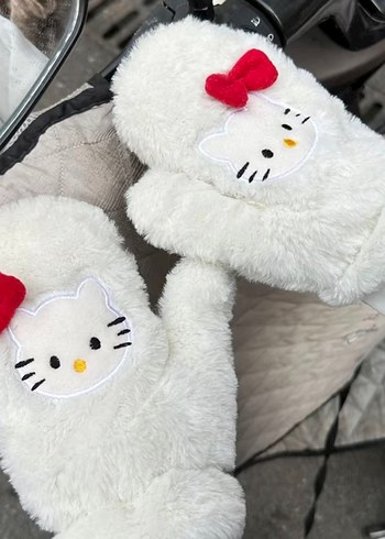 Beyaz Peluş hello kitty eldiven - Görsel 2