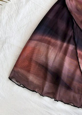 s Beden Drapeli Kahverengi Mini Halter Elbise