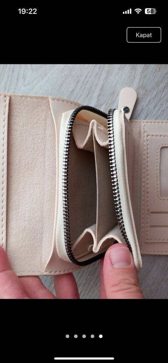 Krem rengi deri cüzdan - Görsel 4