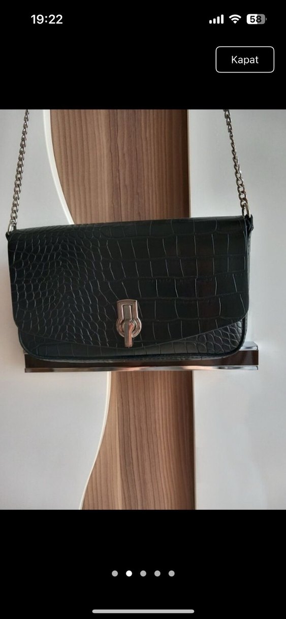 Siyah Yılan Desenli Deri Kadın Çanta - Görsel 2