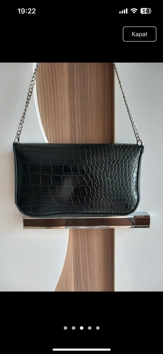 Siyah Yılan Desenli Deri Kadın Çanta - Görsel 3