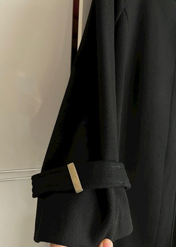 Düğmeli Uzun Siyah Kadın Kaban - Görsel 5