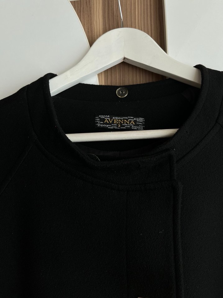 Düğmeli Uzun Siyah Kadın Kaban - Görsel 4