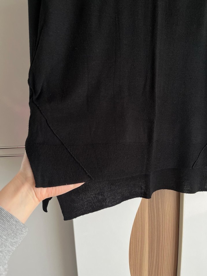 Siyah Kadın Uzun Kollu Salaş Triko - Görsel 3