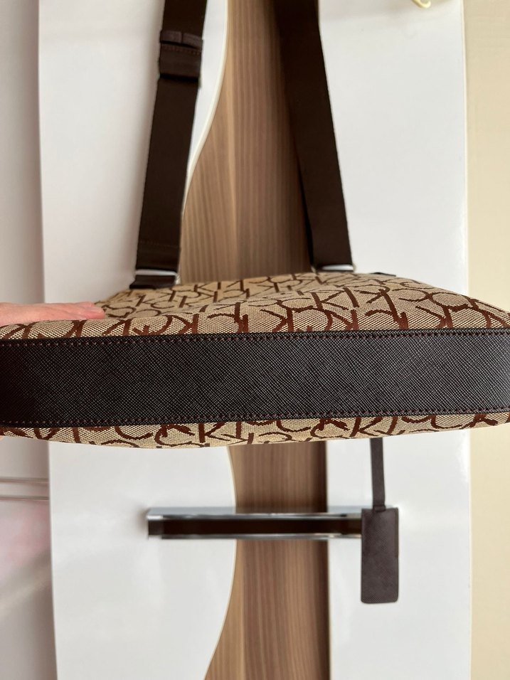 Kahverengi Deri Baskılı Kadın Çapraz Çanta - Görsel 5