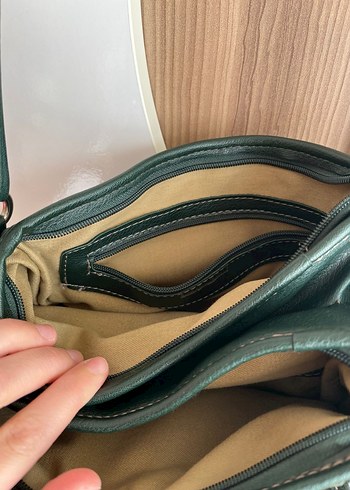 Koyu Yeşil Deri Kadın Çanta - Görsel 4