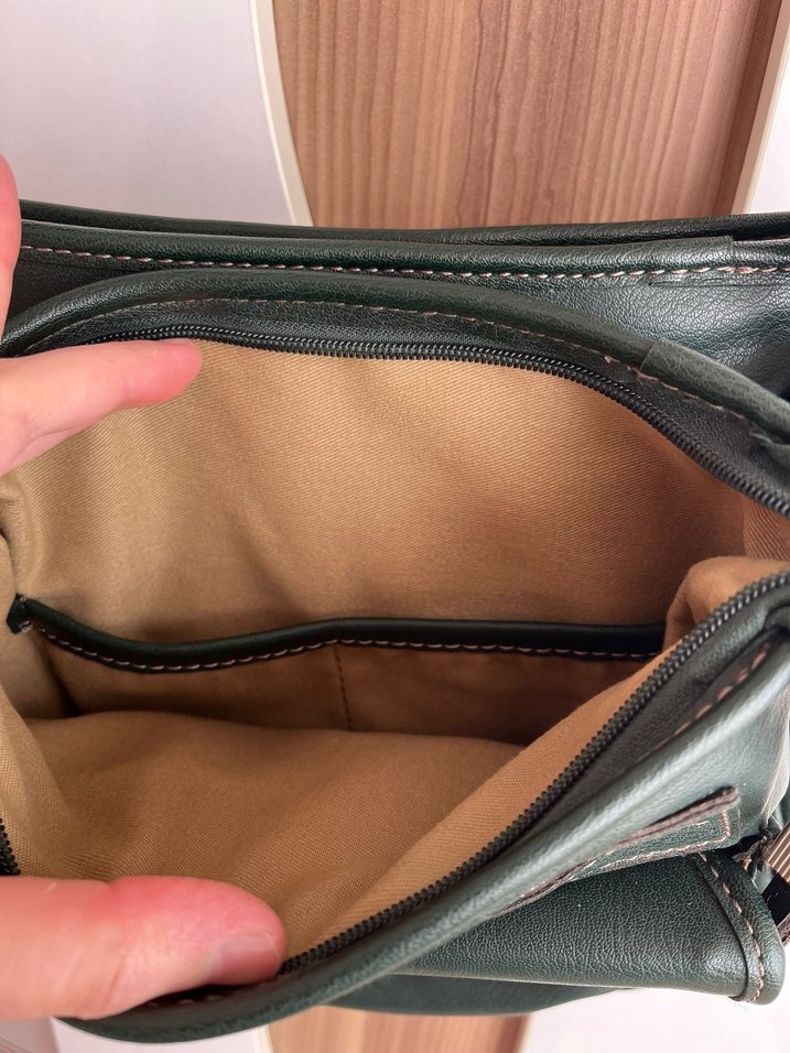 Koyu Yeşil Deri Kadın Çanta - Görsel 3