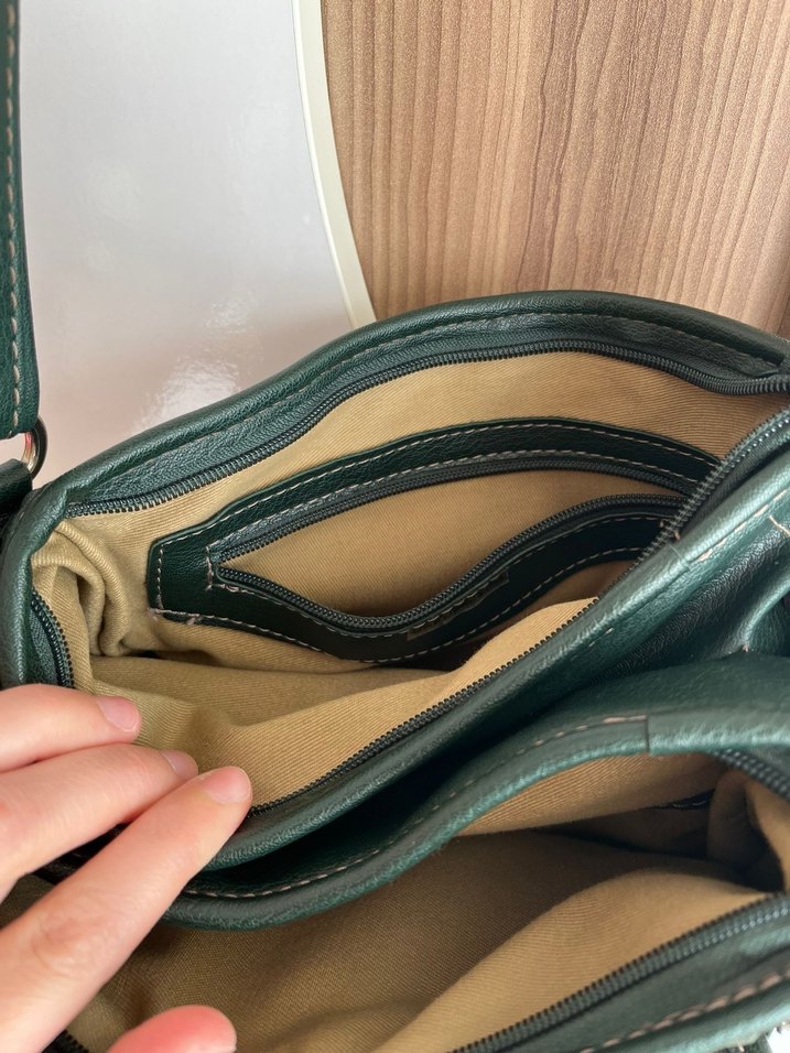 Koyu Yeşil Deri Kadın Çanta - Görsel 4