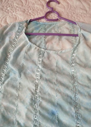 Mavi Bağlama Desenli Uzun tunik - Görsel 2