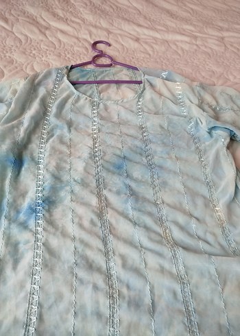 Mavi Bağlama Desenli Uzun tunik - Görsel 3