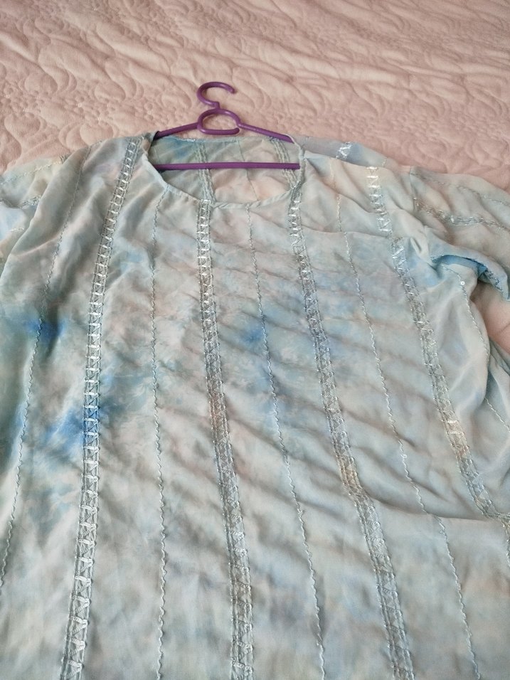 Mavi Bağlama Desenli Uzun tunik - Görsel 3