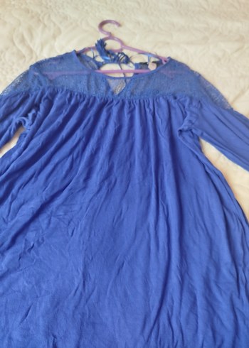 Bohem Lacivert V Yaka Midi Elbise - Görsel 2