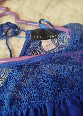 Bohem Lacivert V Yaka Midi Elbise - Görsel 3