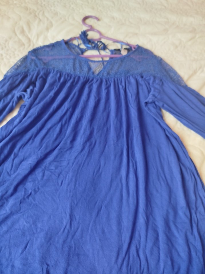 Bohem Lacivert V Yaka Midi Elbise - Görsel 2