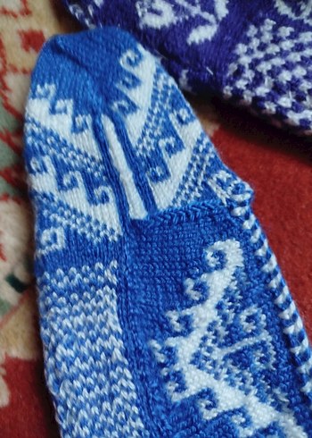 Nakışlı Mavi patik iki çifti - Görsel 3