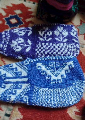 Nakışlı Mavi patik iki çifti - Görsel 4