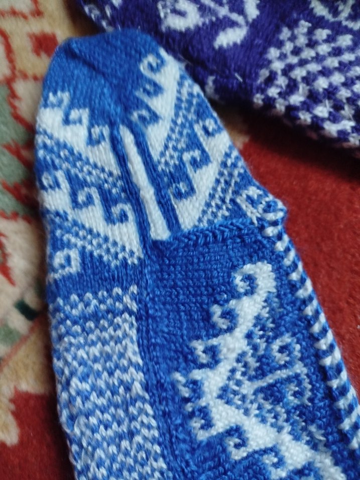 Nakışlı Mavi patik iki çifti - Görsel 3