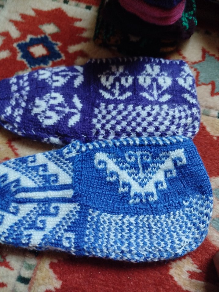 Nakışlı Mavi patik iki çifti - Görsel 4