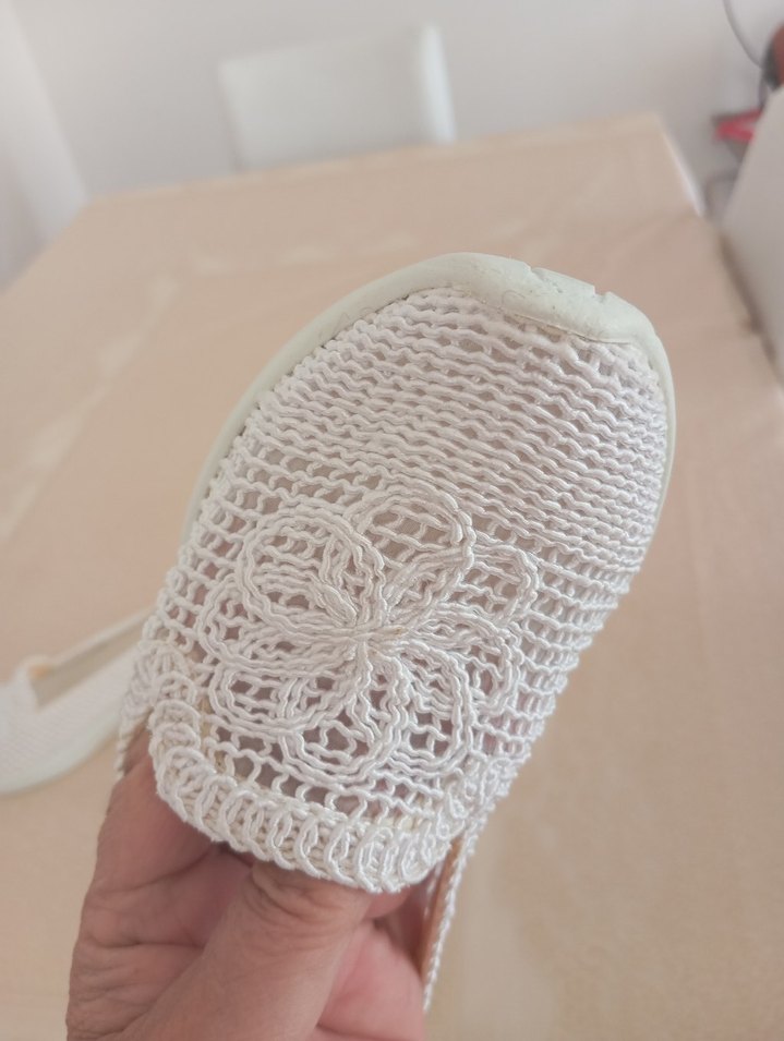 Dantel Detaylı Beyaz Kadın Örgü Espadril - Görsel 3