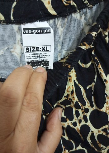 xxl Beden altın Renk Zincir Detaylı Kadın Altın Yılan Desenli Pantolon