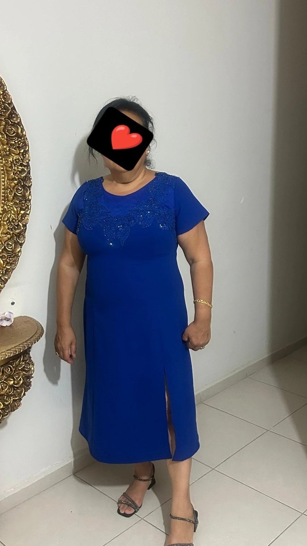 Lacivert V Yaka Midi Kadın Elbise - Görsel 2