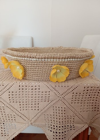 Bej Örgü  makyaj kutusu ekmeklik çok amacli - Görsel 2