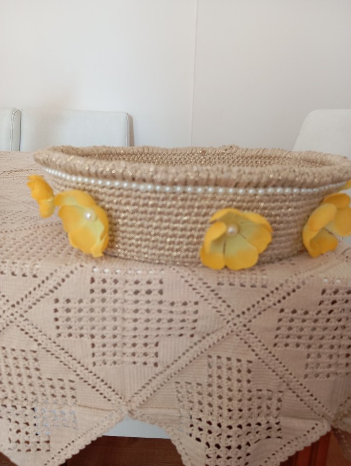 Bej Örgü  makyaj kutusu ekmeklik çok amacli - Görsel 5