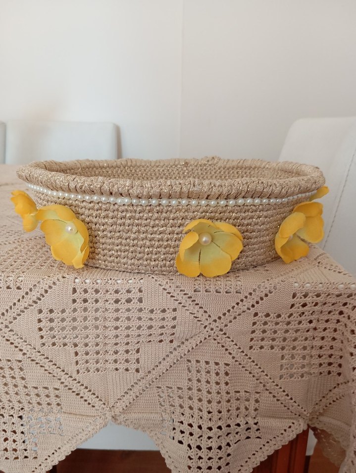 Bej Örgü  makyaj kutusu ekmeklik çok amacli - Görsel 2