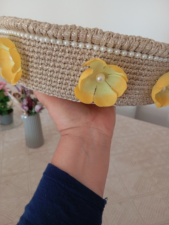 Bej Örgü  makyaj kutusu ekmeklik çok amacli - Görsel 3