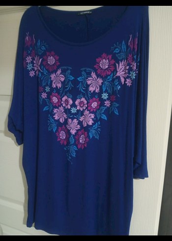 Mavi Bohem Desenli Kısa Kollu Bluz - Görsel 3