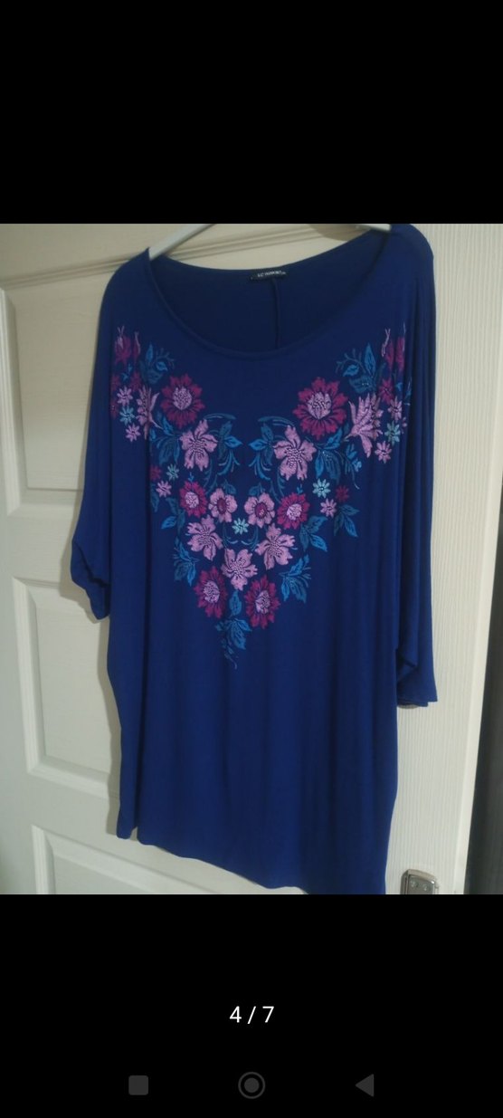 Mavi Bohem Desenli Kısa Kollu Bluz - Görsel 2