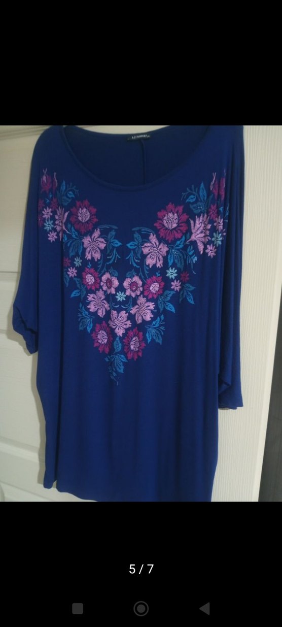 Mavi Bohem Desenli Kısa Kollu Bluz - Görsel 3