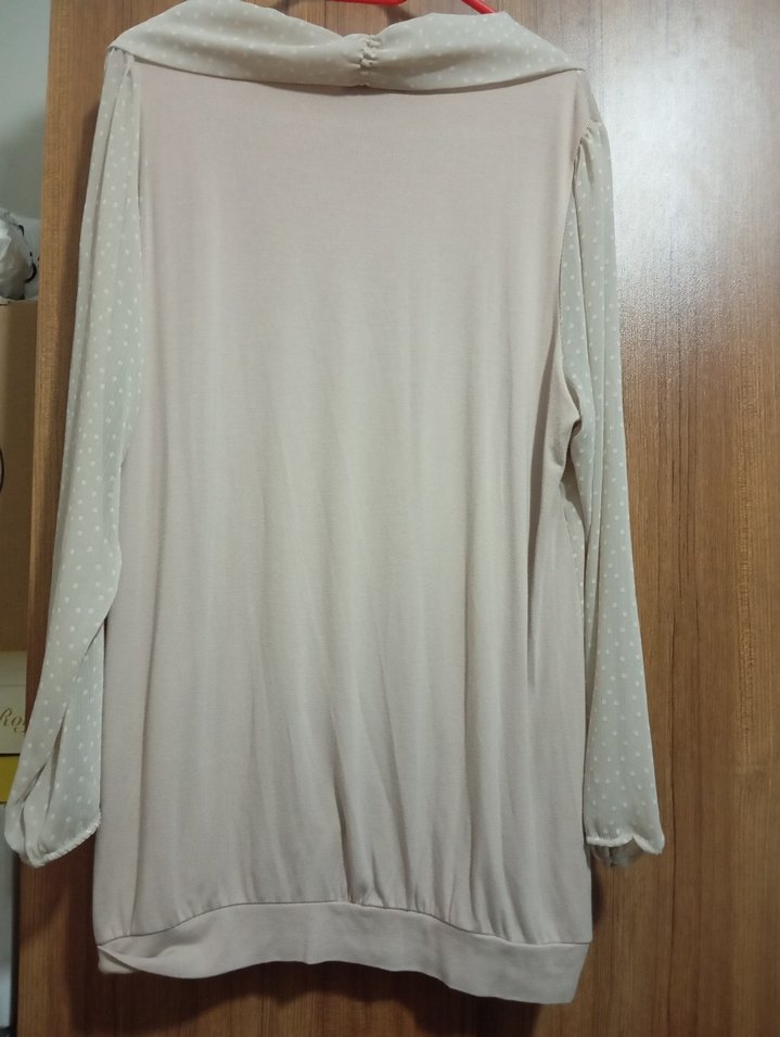 Bej Uzun Kollu Salaş Kadın Bluz - Görsel 2