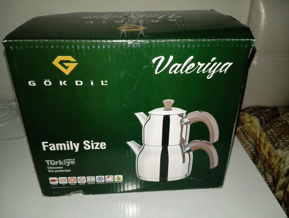 Gri Kulplu Beyaz Çaydanlık Takımı - Görsel 2