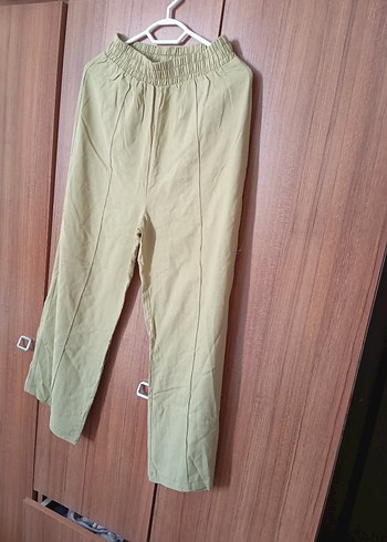 Diğer Bej Rahat Kesim Keten Kadın Pantolon