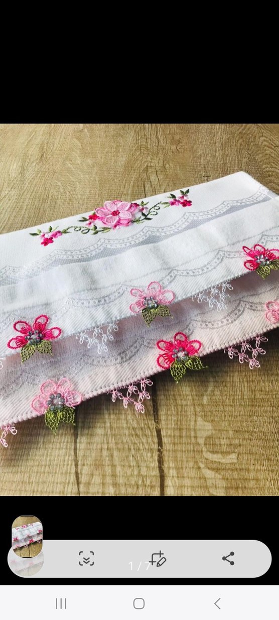 Nakışlı Pembe Havlu igne oyasi mutfak havlusu - Görsel 2