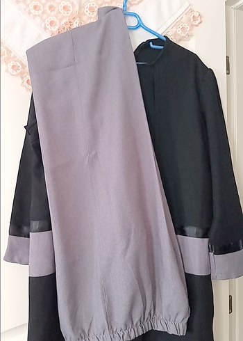 Uzun Siyah Kadın Ofis Kabanı takimdir - Görsel 2