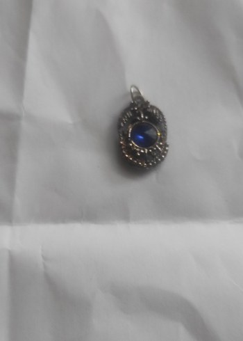 Mavi Taşlı Vintage Yılan Desenli Kolye Ucu - Görsel 3