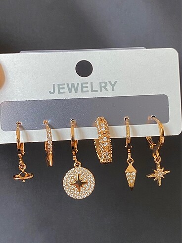Rose gold 6lı küpe | zirkon taşlı çelik